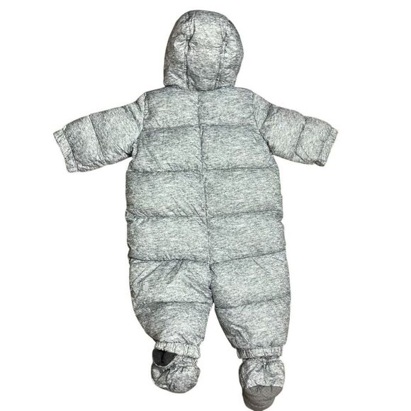 Baby Gap 0-6 Months Grey Down Insulated Bunting Snowsuit Fleece Booties Puffer - Picture 7 of 9